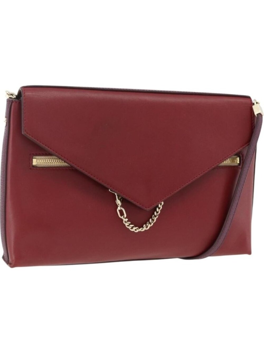 Chloe Chain Shoulder Bag Leather Red Gold